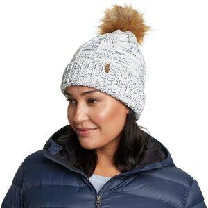 Eddie Bauer Women's Space-Dye Ribbed Beanie in Atlantic Blue/Grey NWT